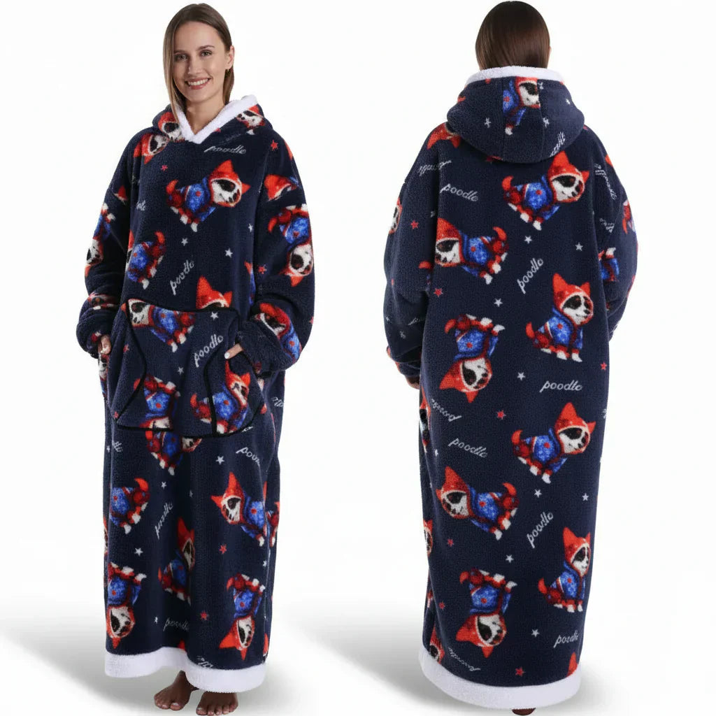 Übergroßer Sherpa-Decken-Hoodie mit Halloween-Motiv | Temsk