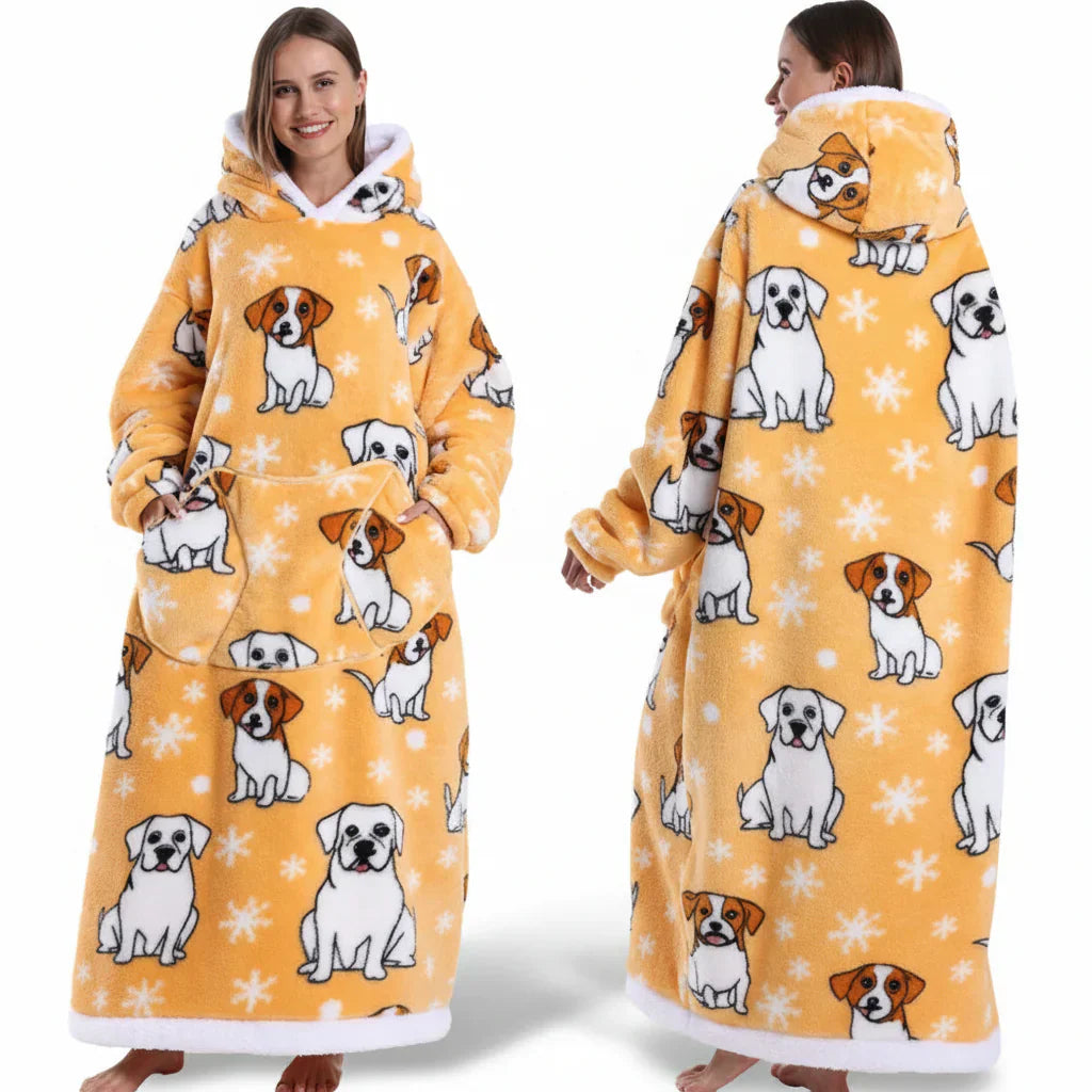 Übergroßer Sherpa-Decken-Hoodie mit Halloween-Motiv | Temsk