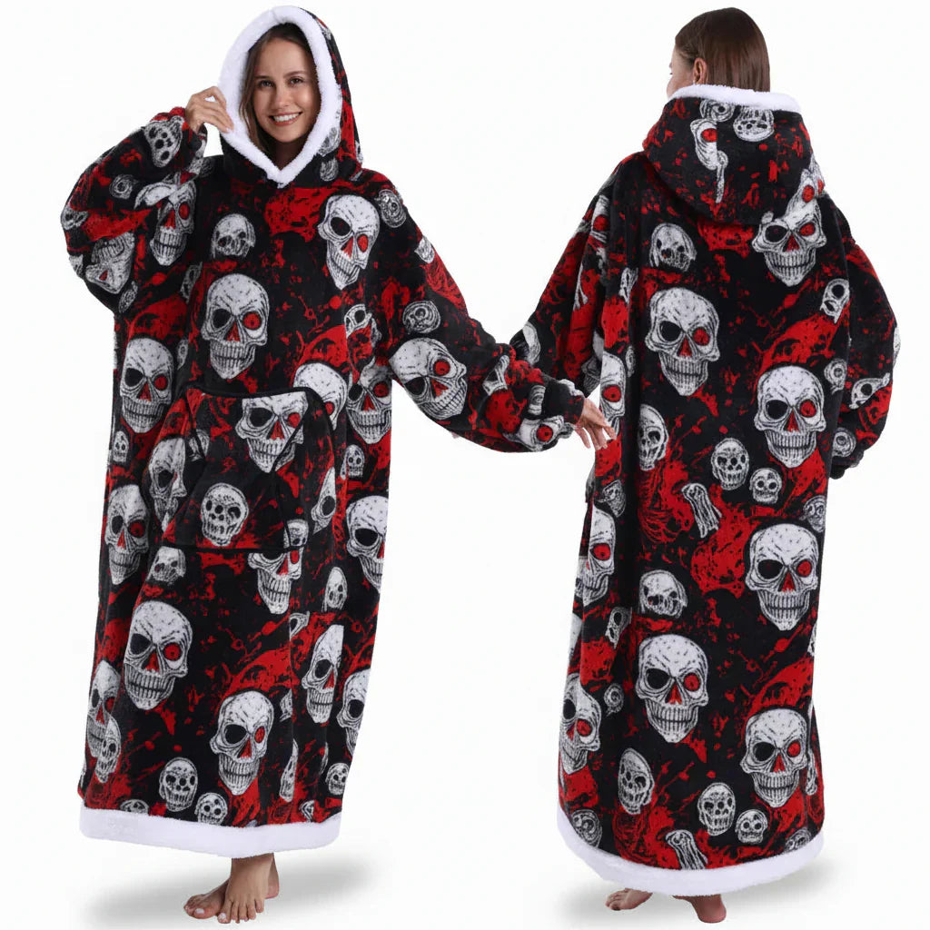 Übergroßer Sherpa-Decken-Hoodie mit Halloween-Motiv | Temsk
