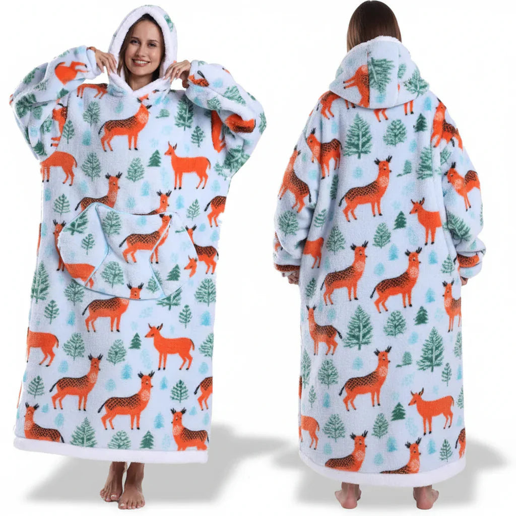 Übergroßer Sherpa-Decken-Hoodie mit Halloween-Motiv | Temsk