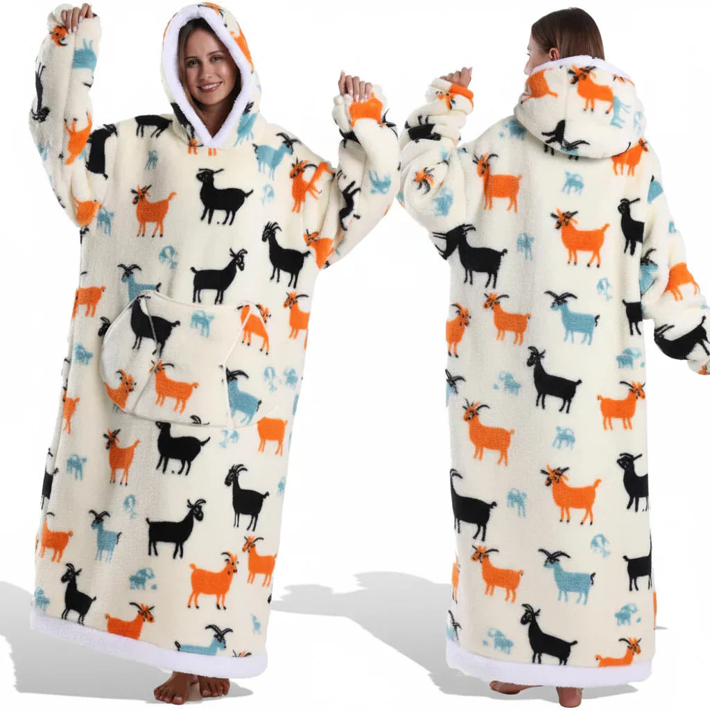 Übergroßer Sherpa-Decken-Hoodie mit Halloween-Motiv | Temsk
