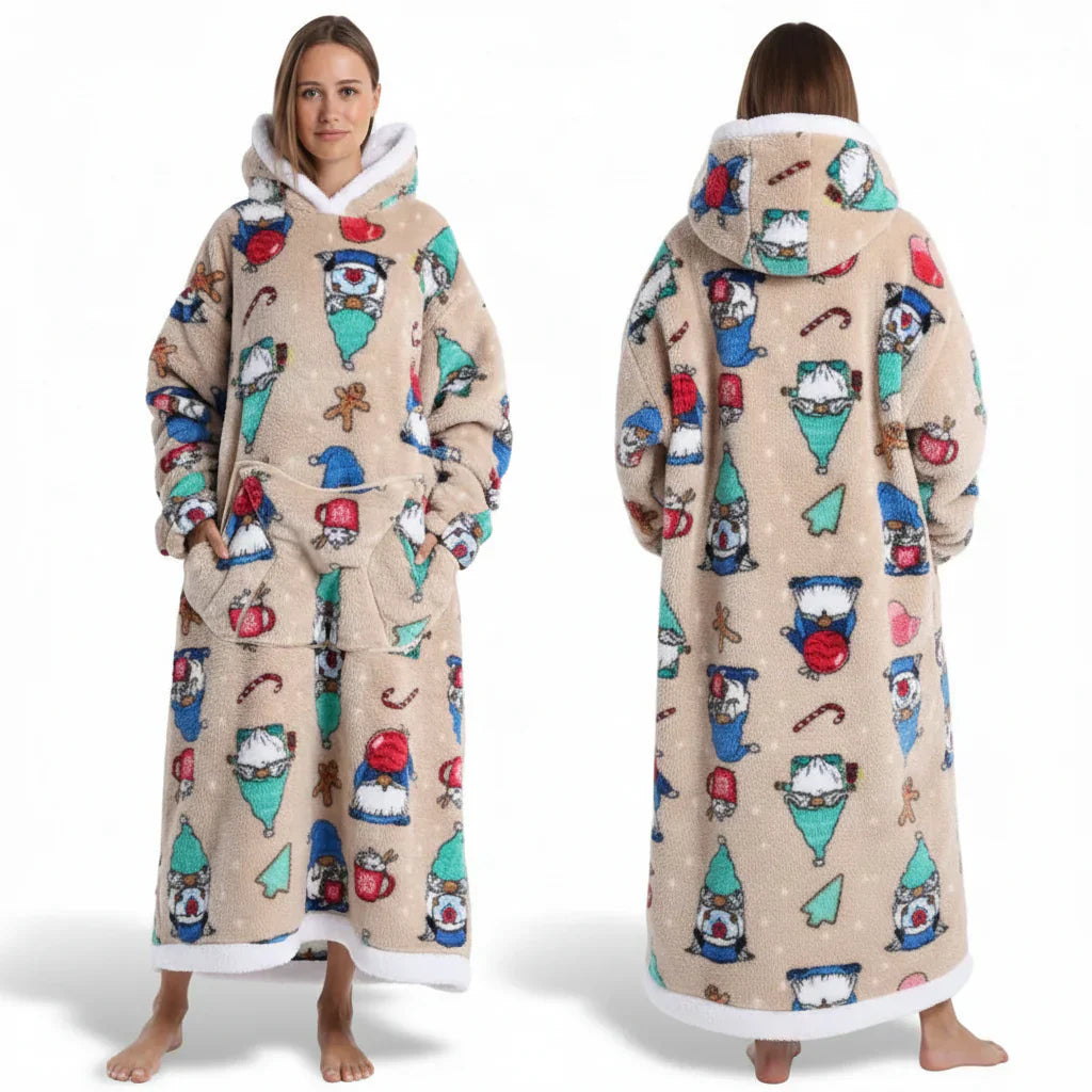 Übergroßer Sherpa-Decken-Hoodie mit Halloween-Motiv | Temsk