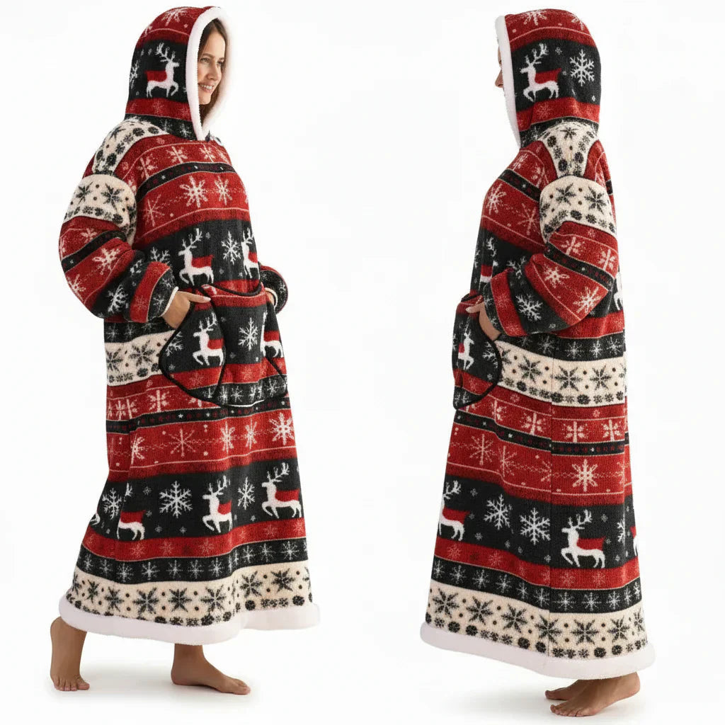Übergroßer Sherpa-Decken-Hoodie mit Halloween-Motiv | Temsk