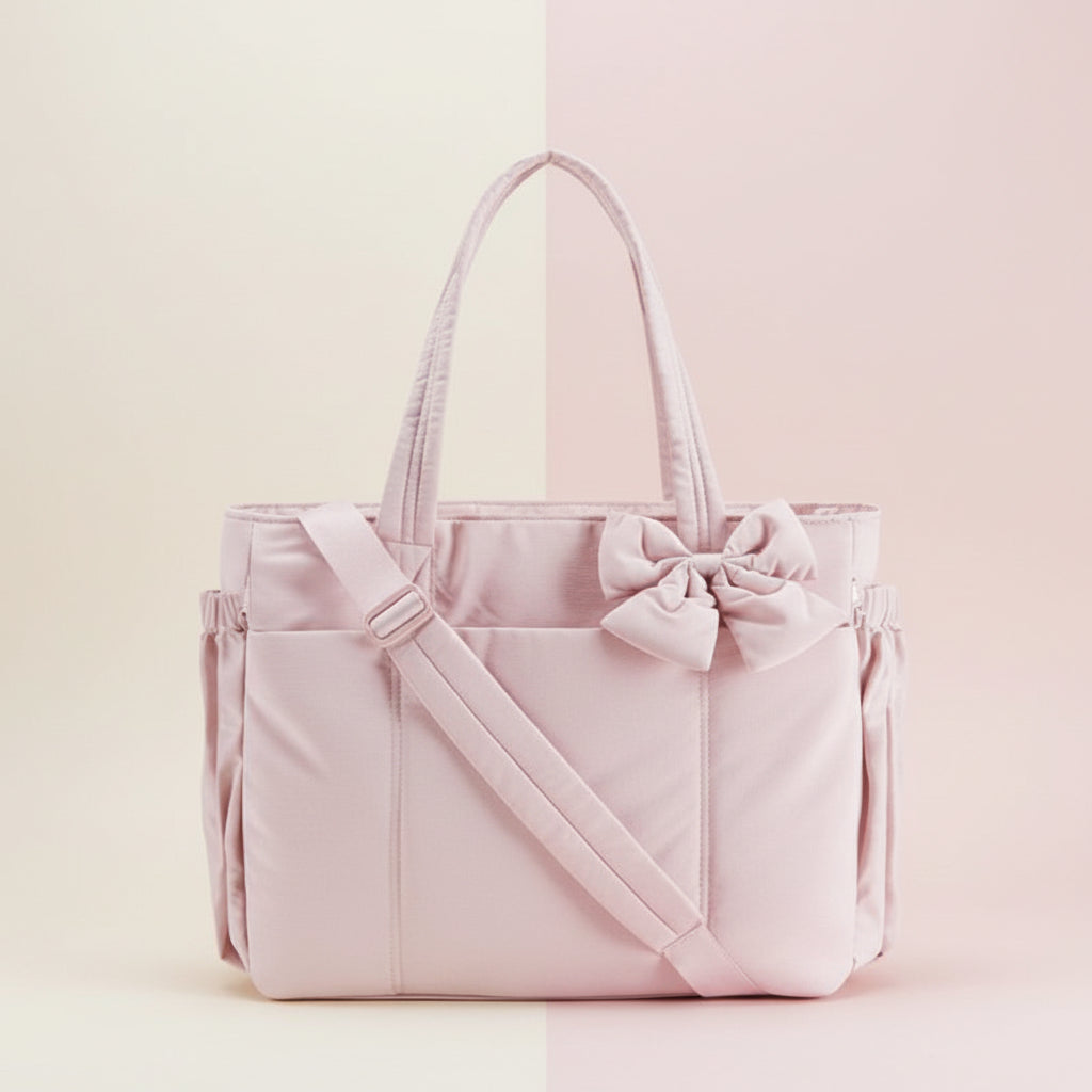 Nylon Tote Bag for Women, Bow Shoulder Handbag for Work and Travel | Temsk