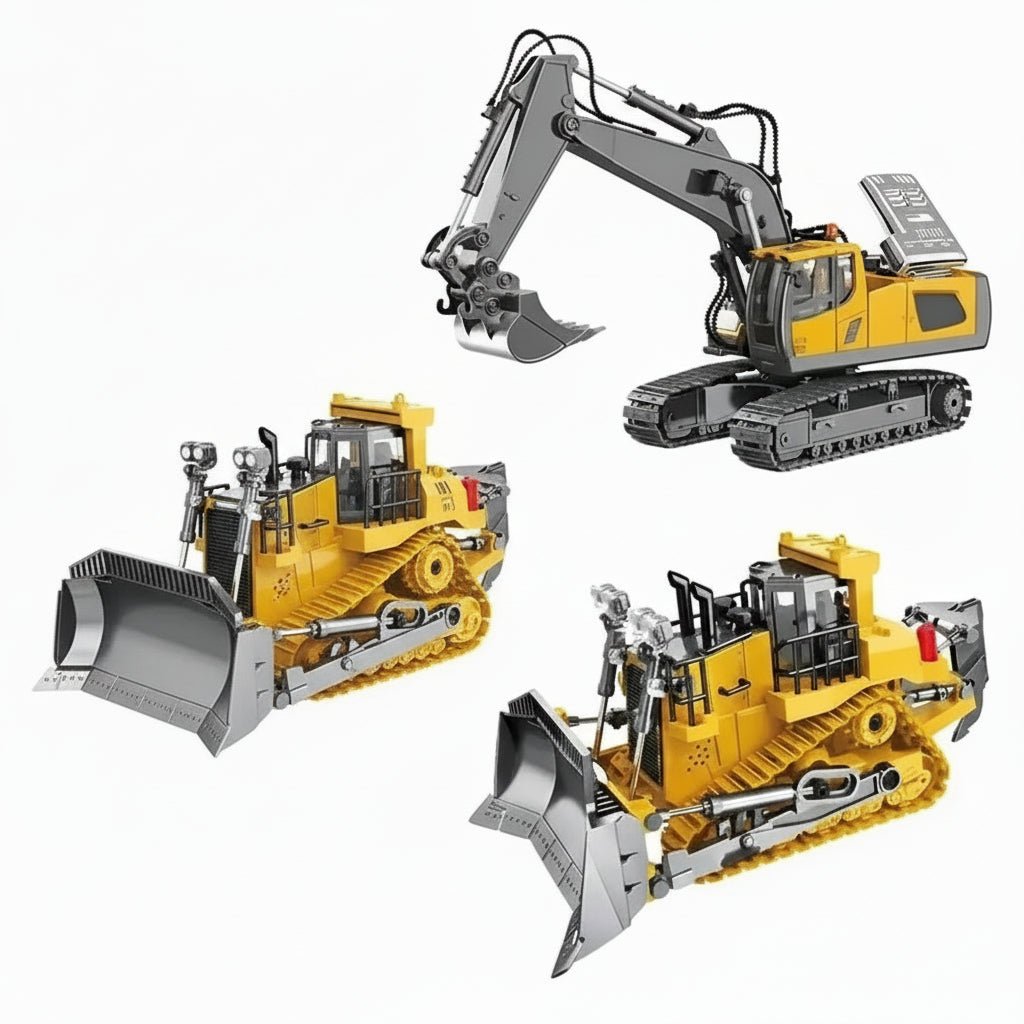 MightyBuild Robust RC Bulldozer and Excavator for Kids | Temsk