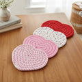 Heart Shaped Coasters For Tables, Woven Polyester Heat Resistant Mats | Temsk