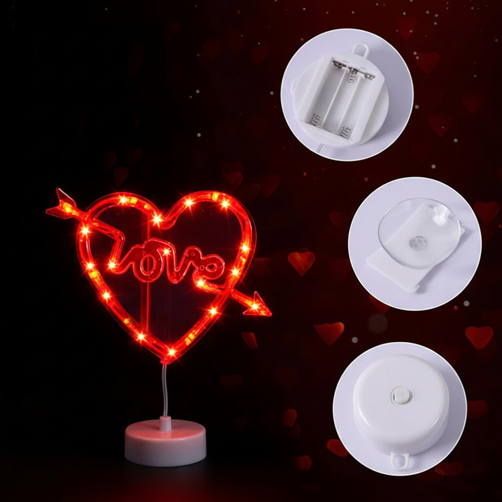 Heart Shaped LED Window Lights With Battery Power And Suction Cup | Temsk