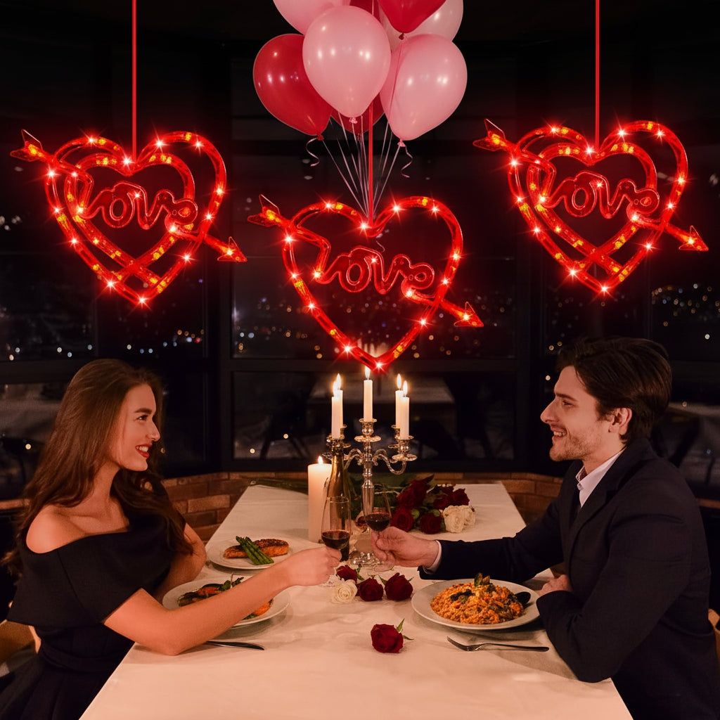 Heart Shaped LED Window Lights With Battery Power And Suction Cup | Temsk