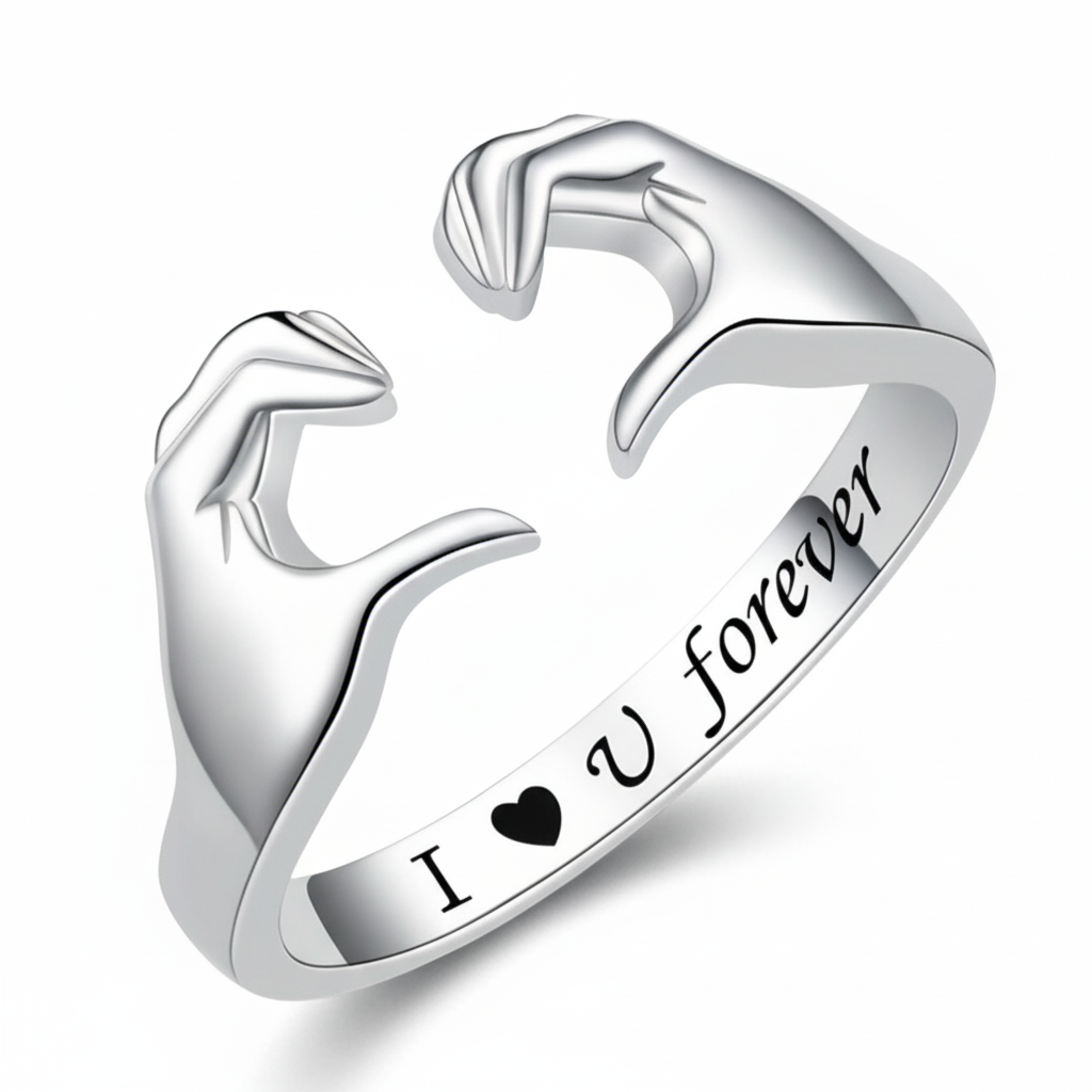 Adjustable Hug Ring With White Gold Finish And Zinc Alloy | Temsk