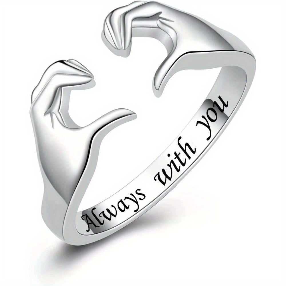 Adjustable Hug Ring With White Gold Finish And Zinc Alloy | Temsk