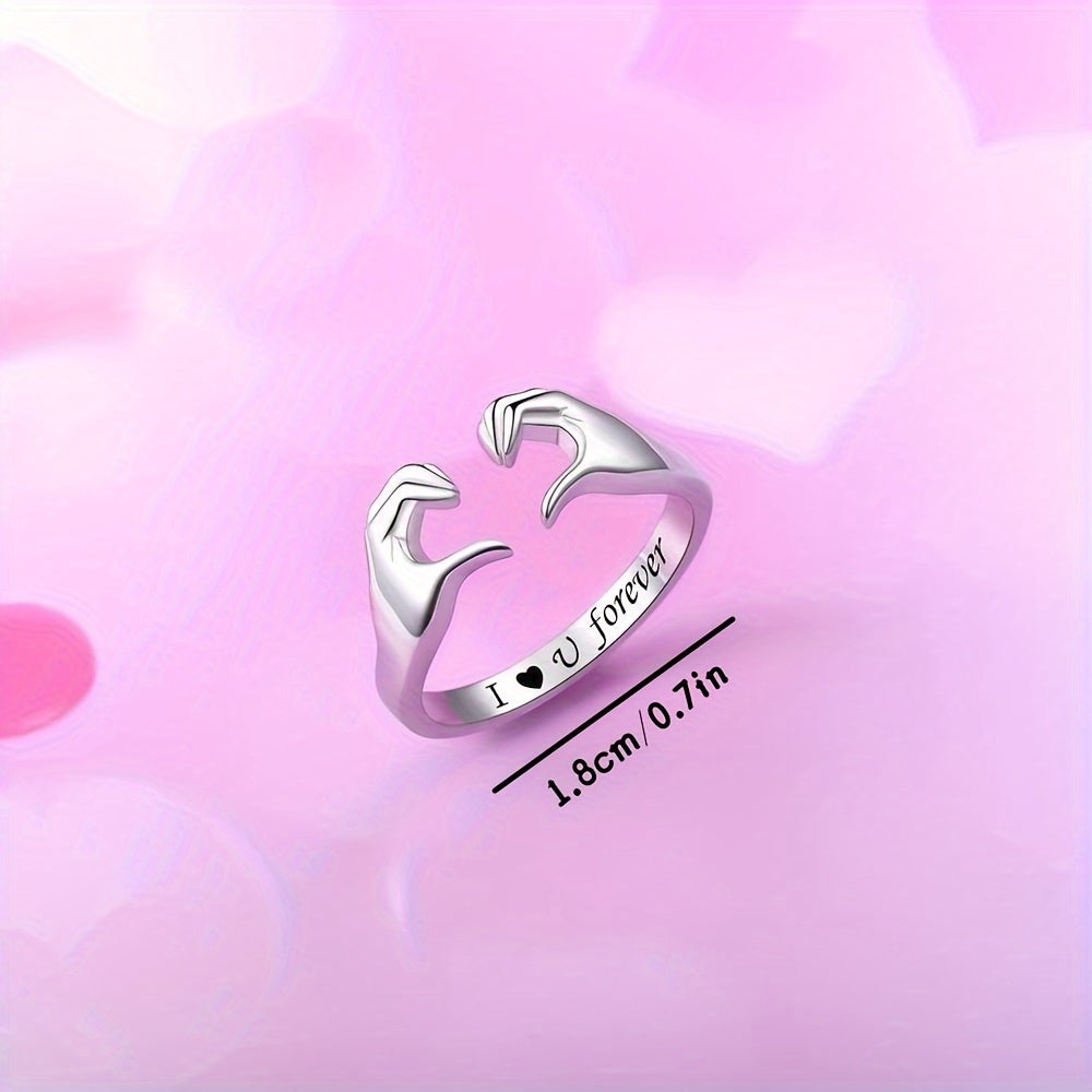 Adjustable Hug Ring With White Gold Finish And Zinc Alloy | Temsk