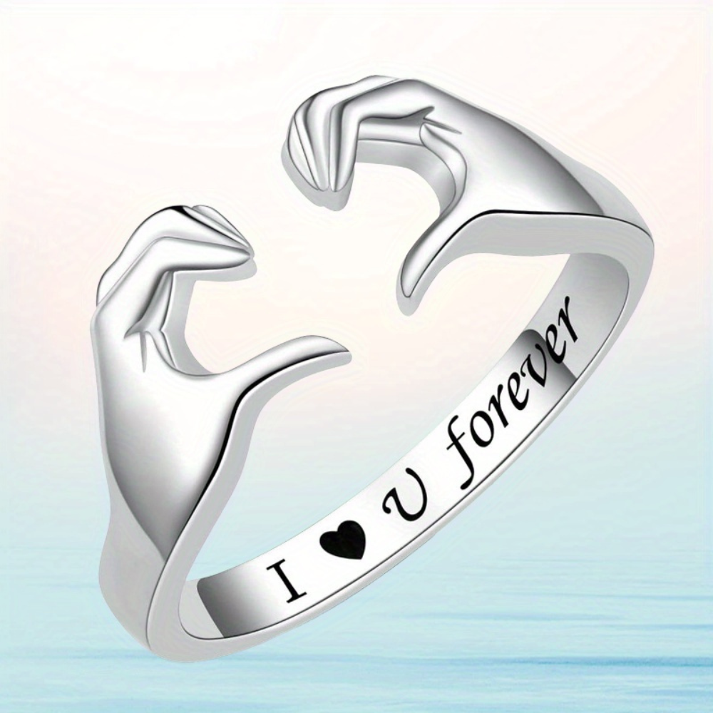 Adjustable Hug Ring With White Gold Finish And Zinc Alloy | Temsk