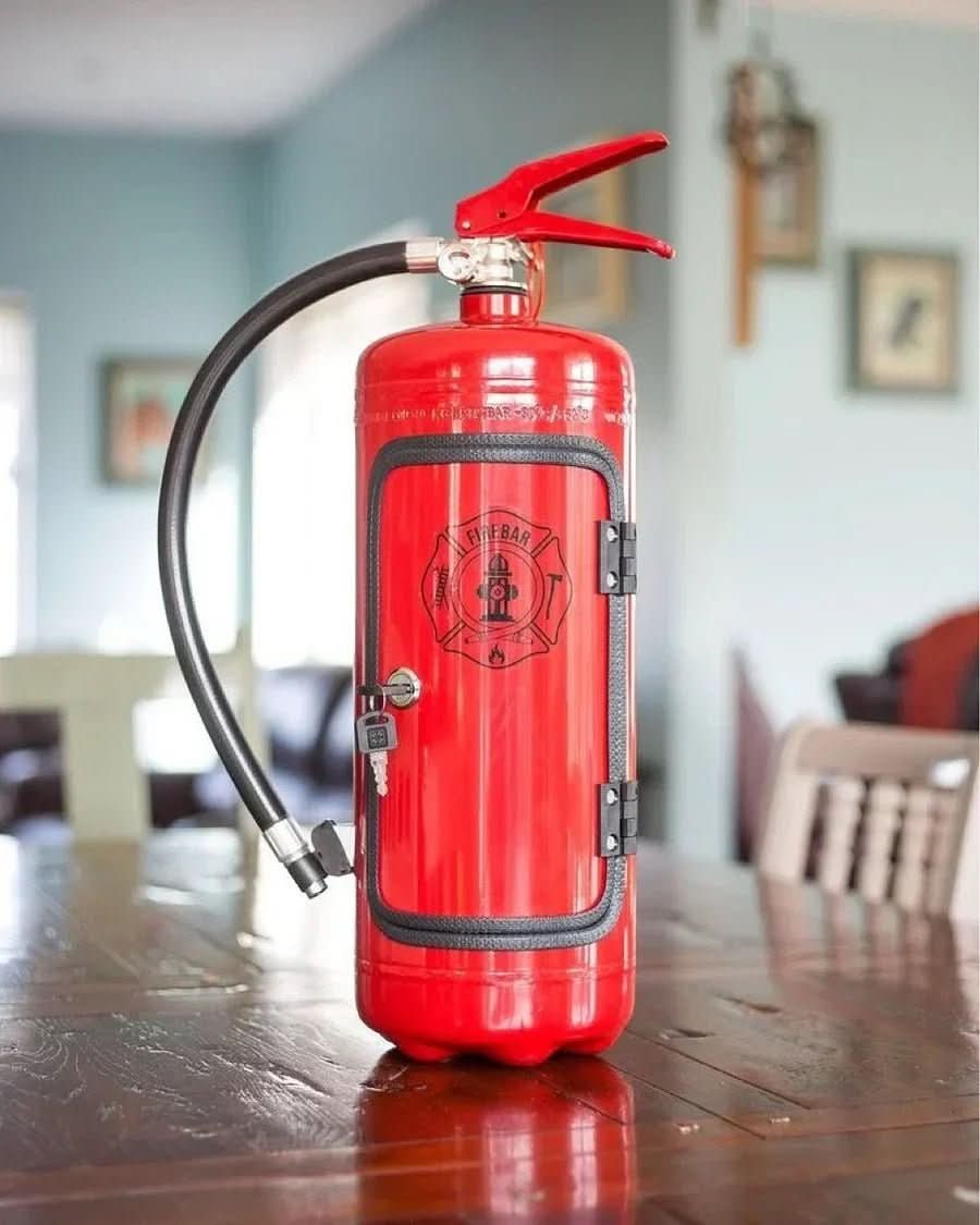 Covert Ember Bar Minibar In Fire Extinguisher Design For Stylish Storage | Temsk