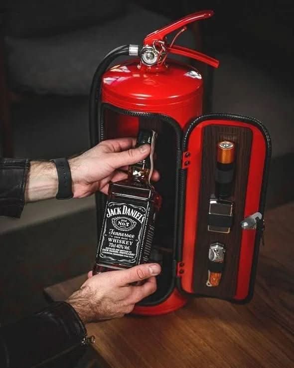 Covert Ember Bar Minibar In Fire Extinguisher Design For Stylish Storage | Temsk