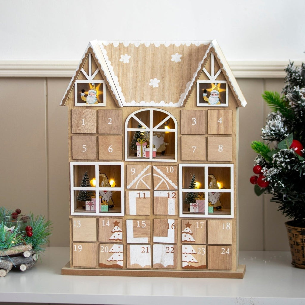 HearthGlow Illuminated Wooden Advent Calendar for Festive Home Decor | Temsk