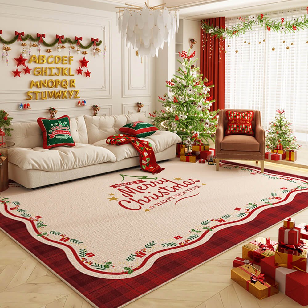 HearthGlow Warm Non Slip Christmas Carpet With Festive Colors | Temsk