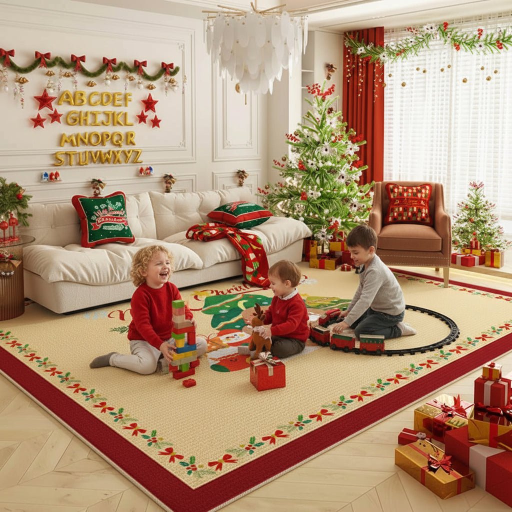 HearthGlow Warm Non Slip Christmas Carpet With Festive Colors | Temsk