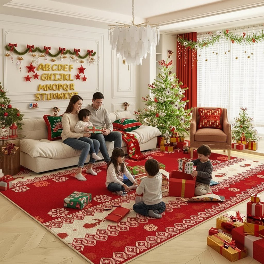 HearthGlow Warm Non Slip Christmas Carpet With Festive Colors | Temsk