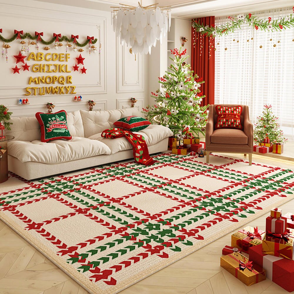 HearthGlow Warm Non Slip Christmas Carpet With Festive Colors | Temsk
