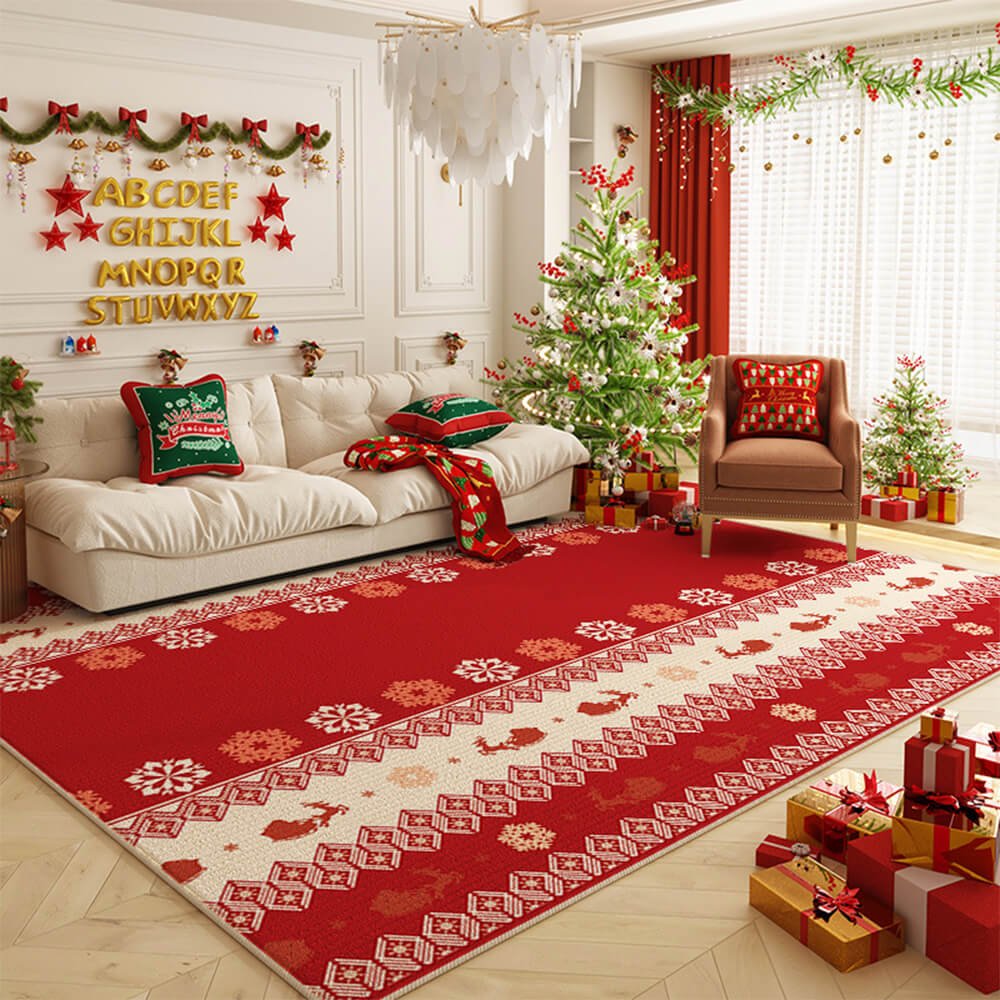 HearthGlow Warm Non Slip Christmas Carpet With Festive Colors | Temsk