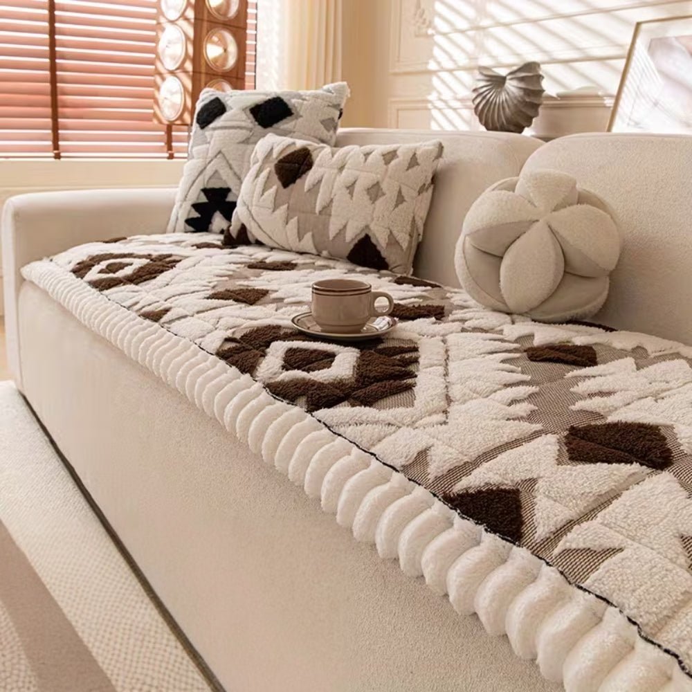 CozyNest Plush Quilted Winter Sofa Cover For Warm And Secure Seating | Temsk
