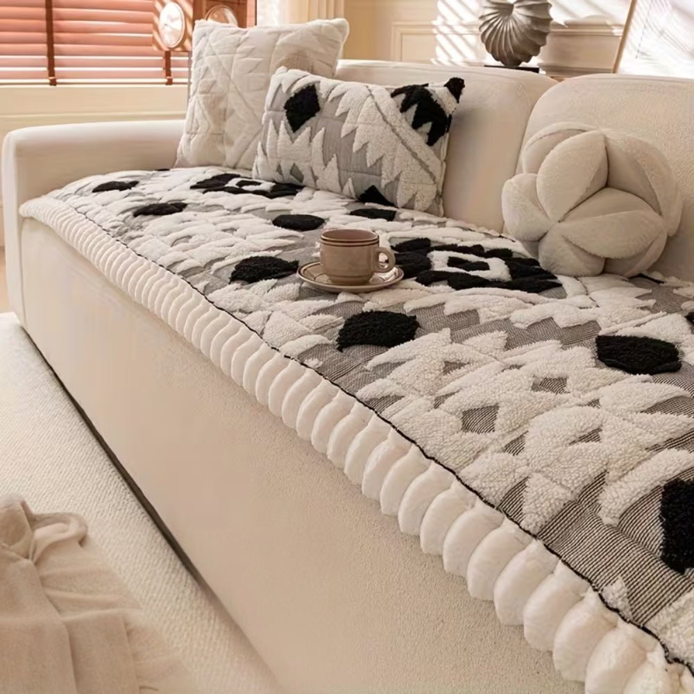 CozyNest Plush Quilted Winter Sofa Cover For Warm And Secure Seating | Temsk