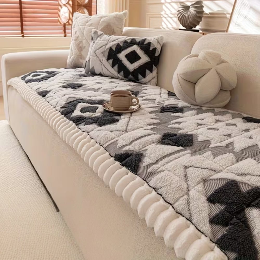 CozyNest Plush Quilted Winter Sofa Cover For Warm And Secure Seating | Temsk