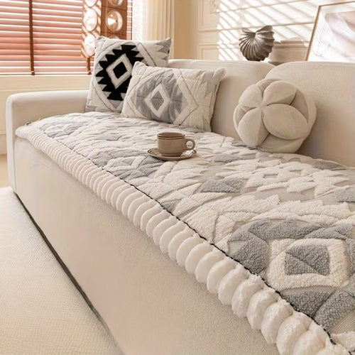 CozyNest Plush Winter Sofa Cover With Quilted Warmth From Temsk