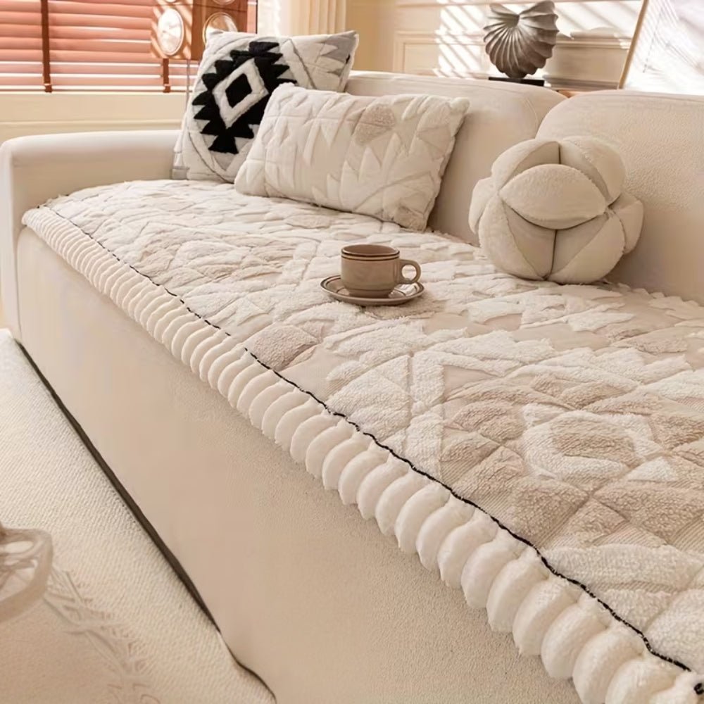 CozyNest Plush Quilted Winter Sofa Cover For Warm And Secure Seating | Temsk