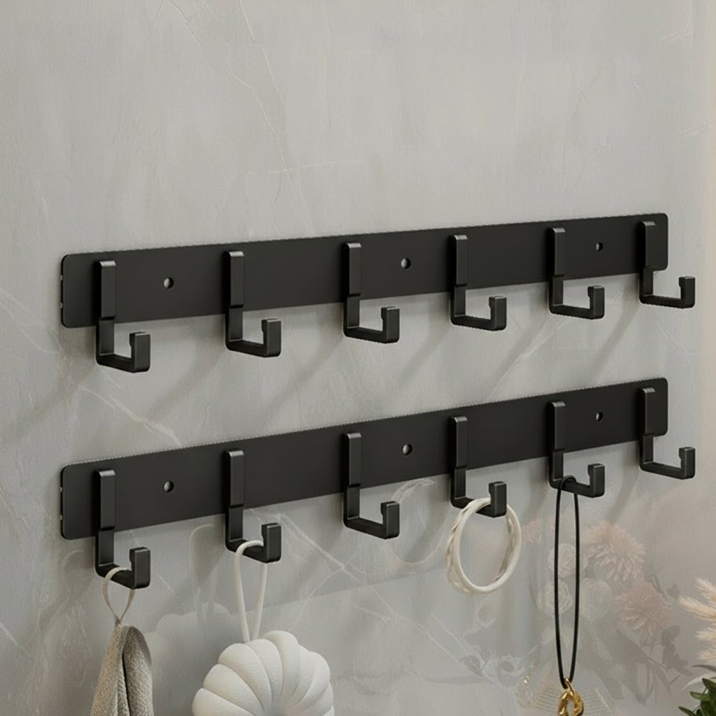 Stable Wall Mounted Coat Rack With Black Hooks For Stylish Organization | Temsk