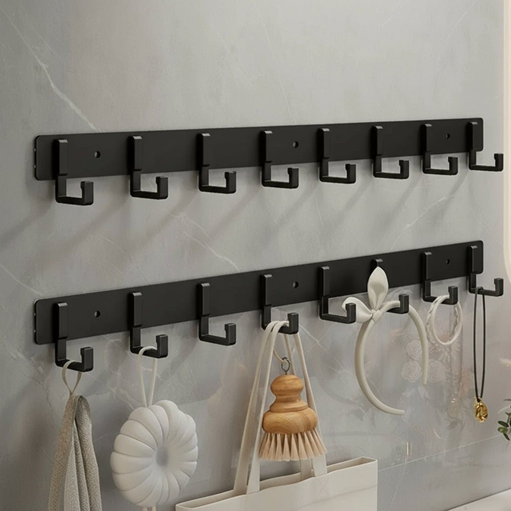 Stable Wall Mounted Coat Rack With Black Hooks For Stylish Organization | Temsk