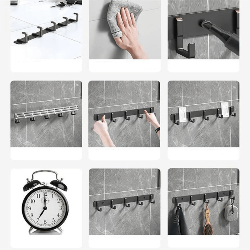 Stable Wall Mounted Coat Rack With Black Hooks For Stylish Organization | Temsk