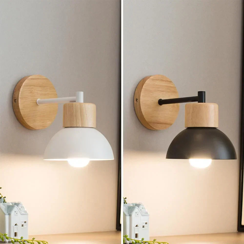Warme nordische Wandlampe aus Holz und Metall für Nachttisch und Flure | Temsk