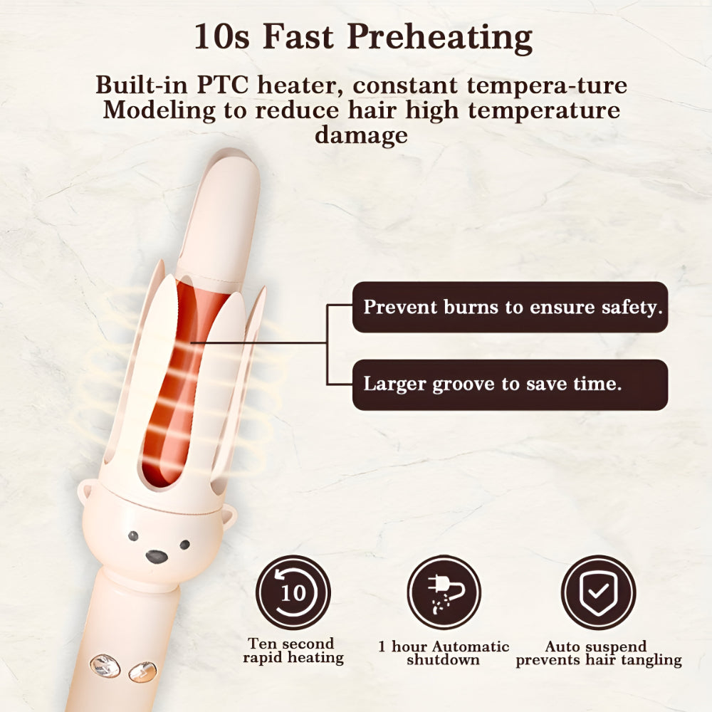 Ceramic Barrel Curling Iron With Automatic Rotating Action For Easy Styling | Temsk
