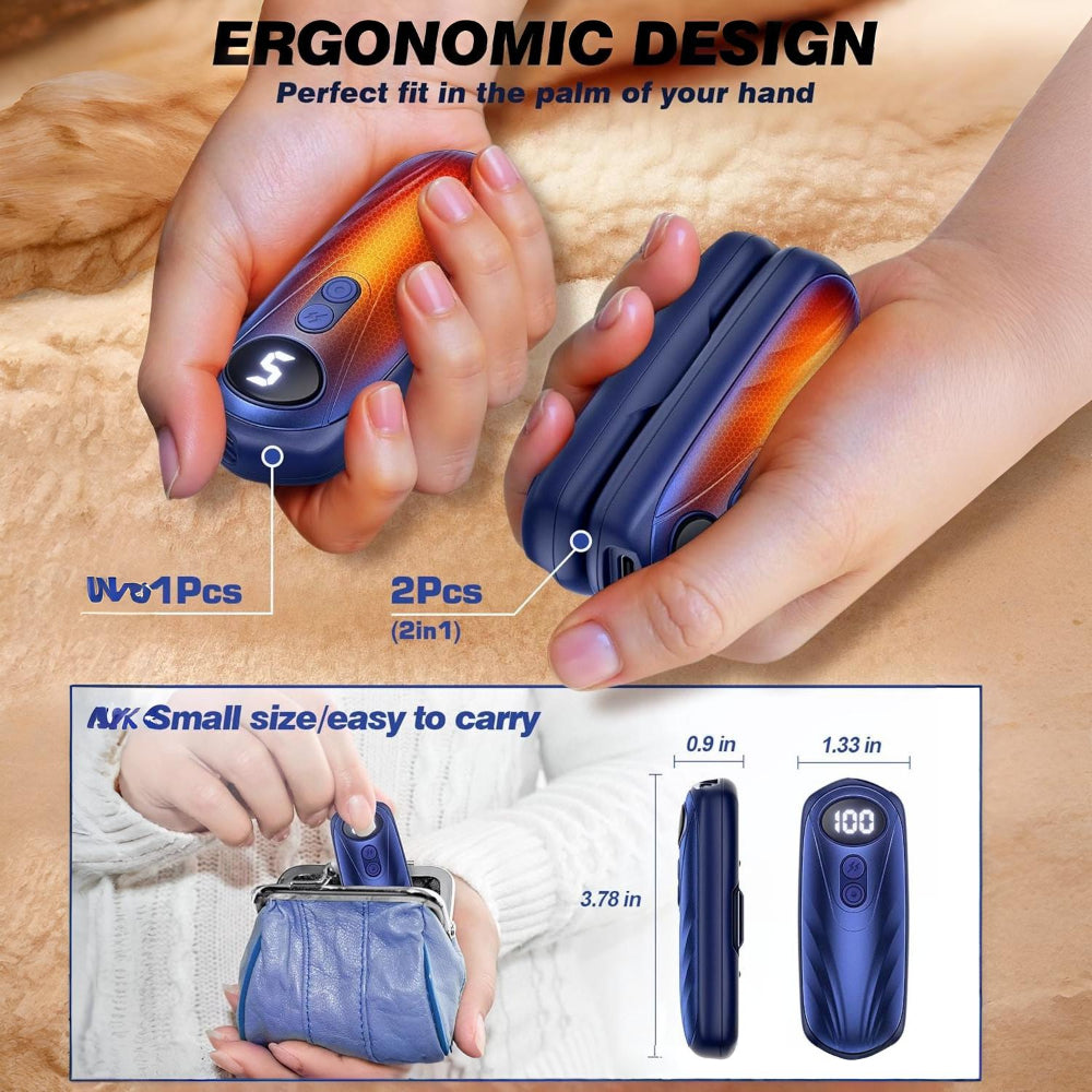 Rechargeable Hand Warmers With LED Display And Compact Pocket Heater | Temsk