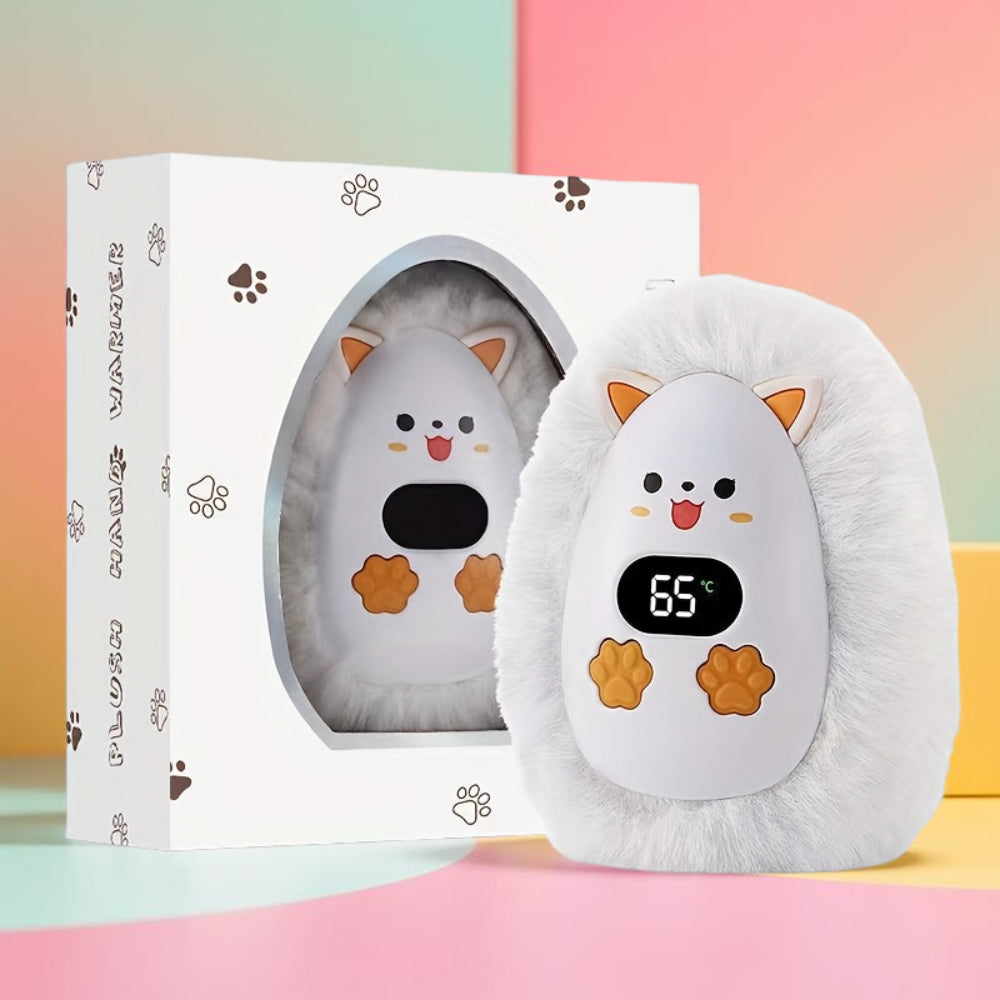 Rechargeable Plush Pocket Hand Warmer With LCD Display | Temsk