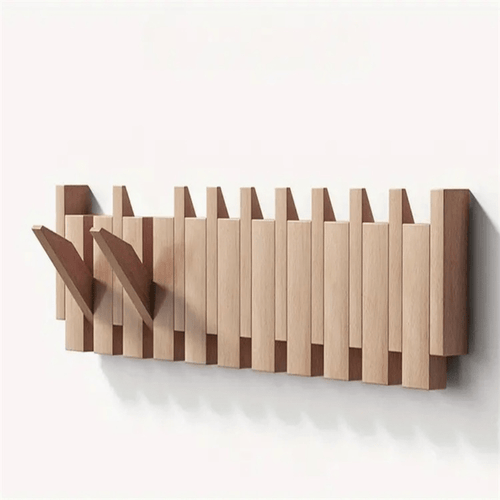 Harmonia Woodworks Handcrafted Walnut And Beech Piano Style Wall Coat Rack | Temsk