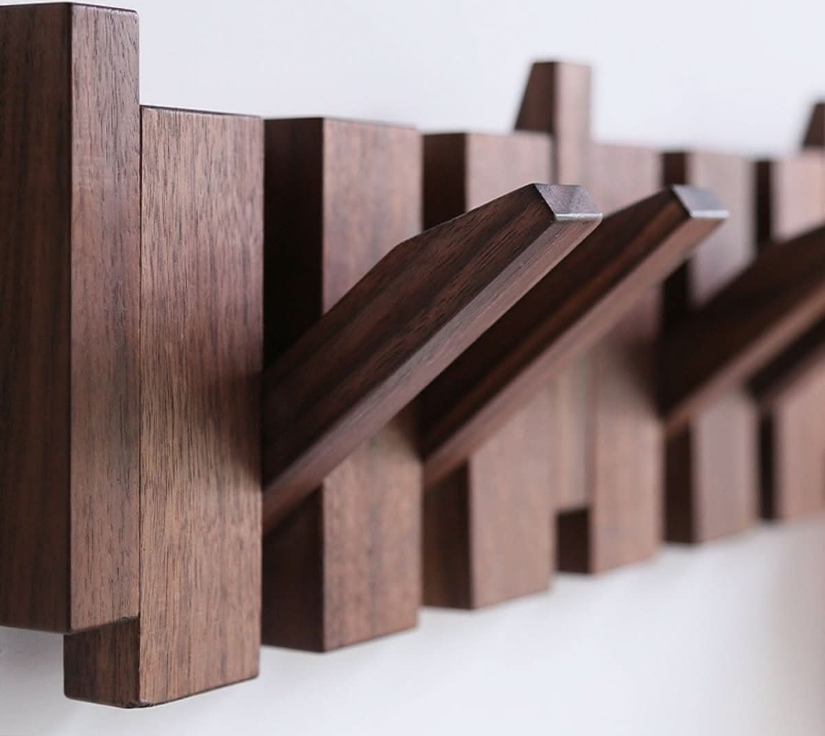 MelodyWood Piano Style Wall Rack With Folding Hooks Handmade Wooden Coat Rack | Temsk