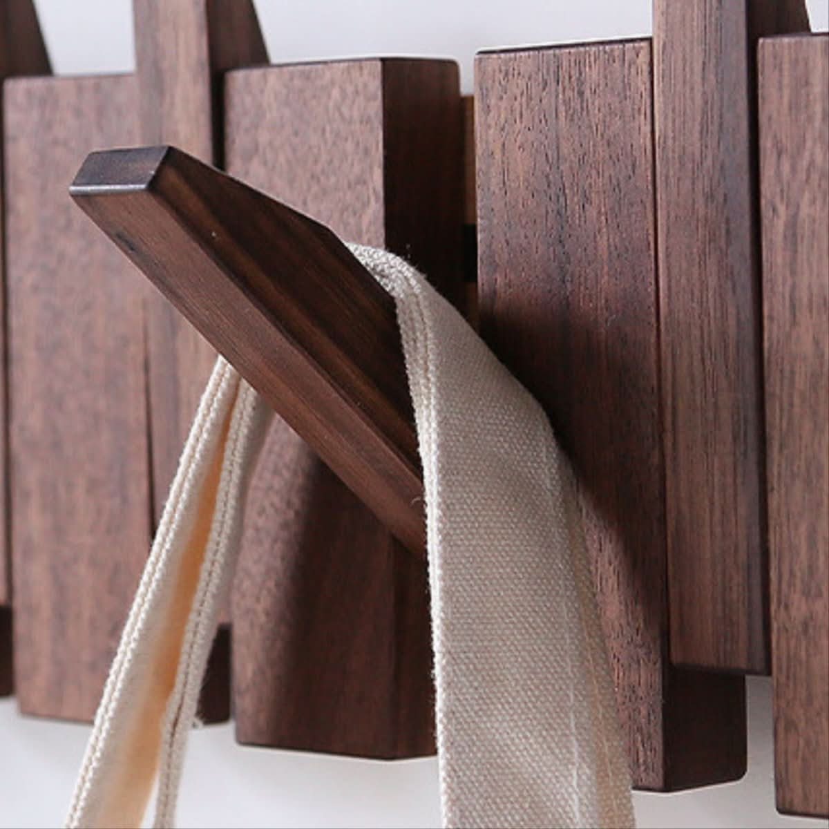 MelodyWood Piano Style Wall Rack With Folding Hooks Handmade Wooden Coat Rack | Temsk