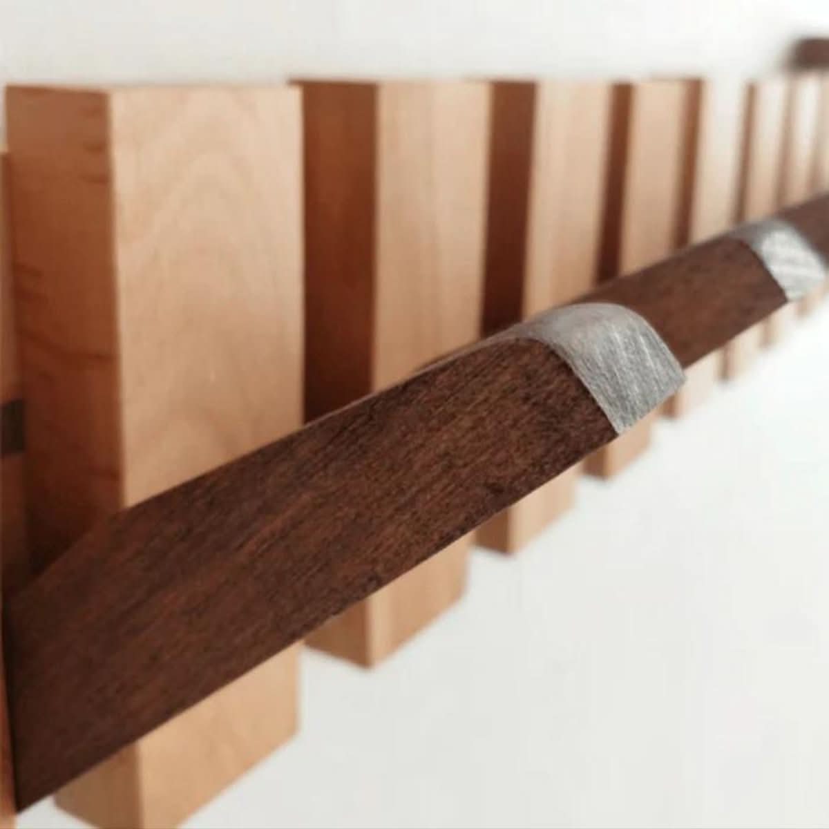 MelodyWood Piano Style Wall Rack With Folding Hooks Handmade Wooden Coat Rack | Temsk