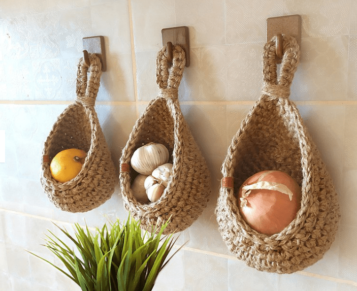 LoomNest Hanging Jute Basket For Kitchen Storage Solutions | Temsk