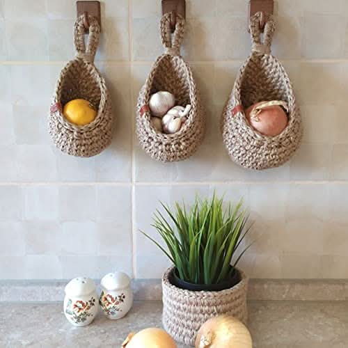LoomNest Hanging Jute Basket For Kitchen Storage Solutions | Temsk