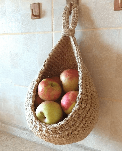 LoomNest Hanging Jute Basket For Kitchen Storage Solutions | Temsk