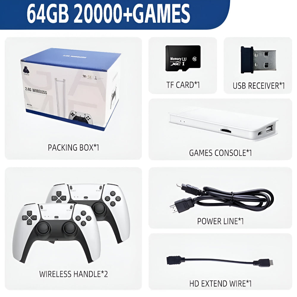 Retro kabelloser HDMI-Spielstick mit 20.000 integrierten Spielen für Ihren Fernseher | Temsk