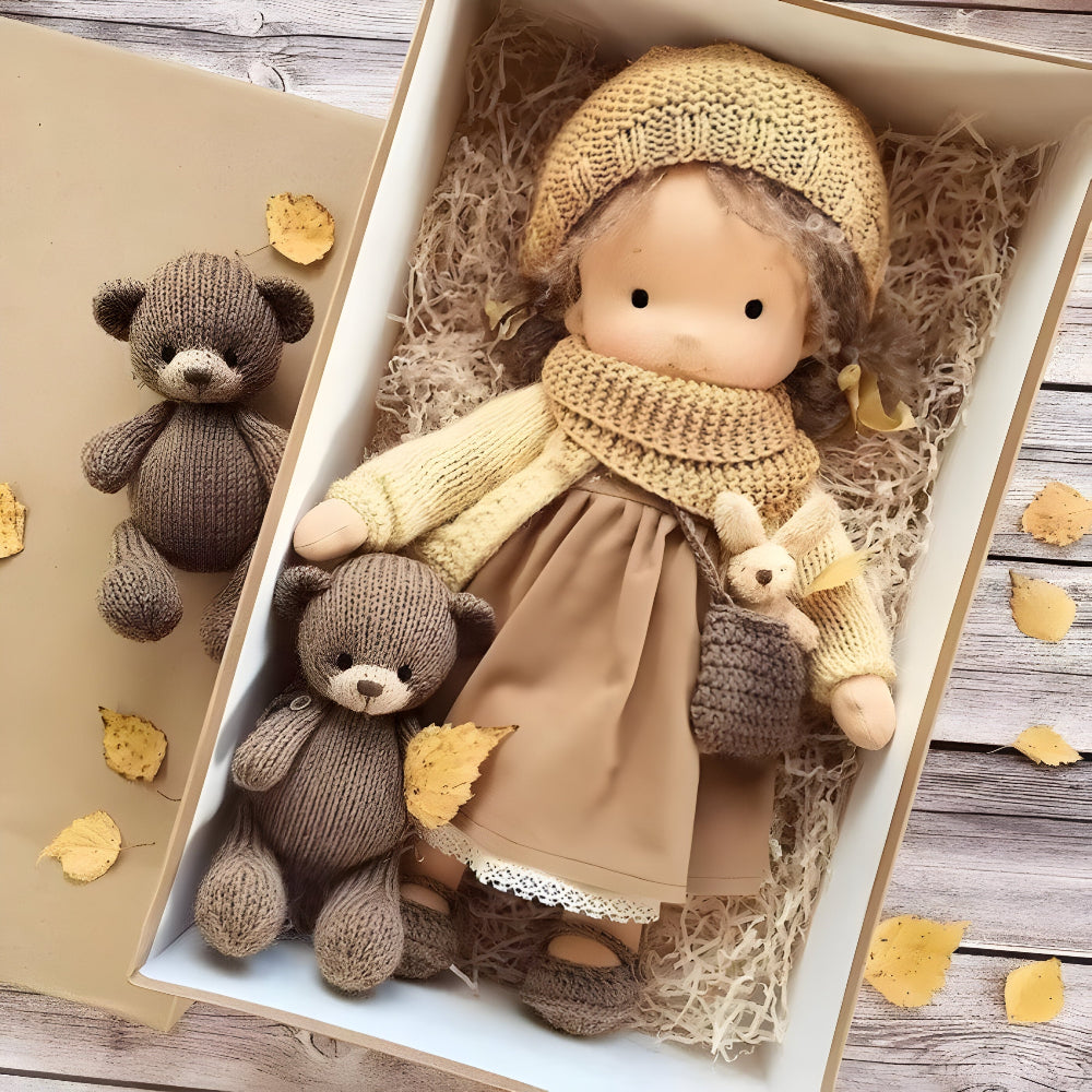 Handmade Cotton Doll Soft Toy For Imaginative Play In Gift Box | Temsk