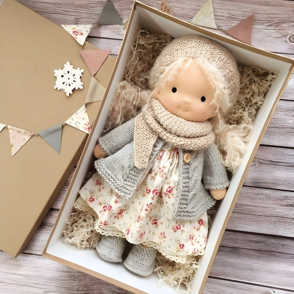 Handmade Cotton Doll Soft Toy For Imaginative Play In Gift Box | Temsk