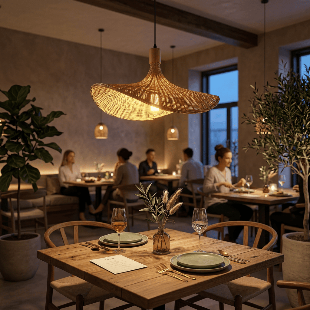 12-Inch Handwoven Bamboo Pendant Light With Wave Design | Temsk