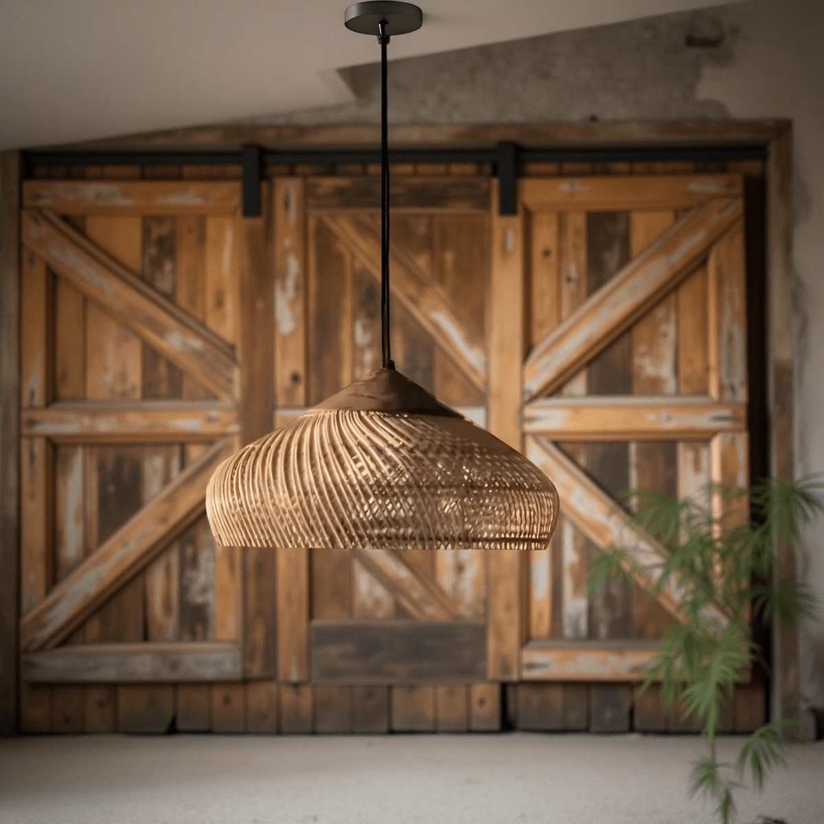 Vintage Style Handwoven Rattan Pendant Light Fixture, 12 Inches | Temsk