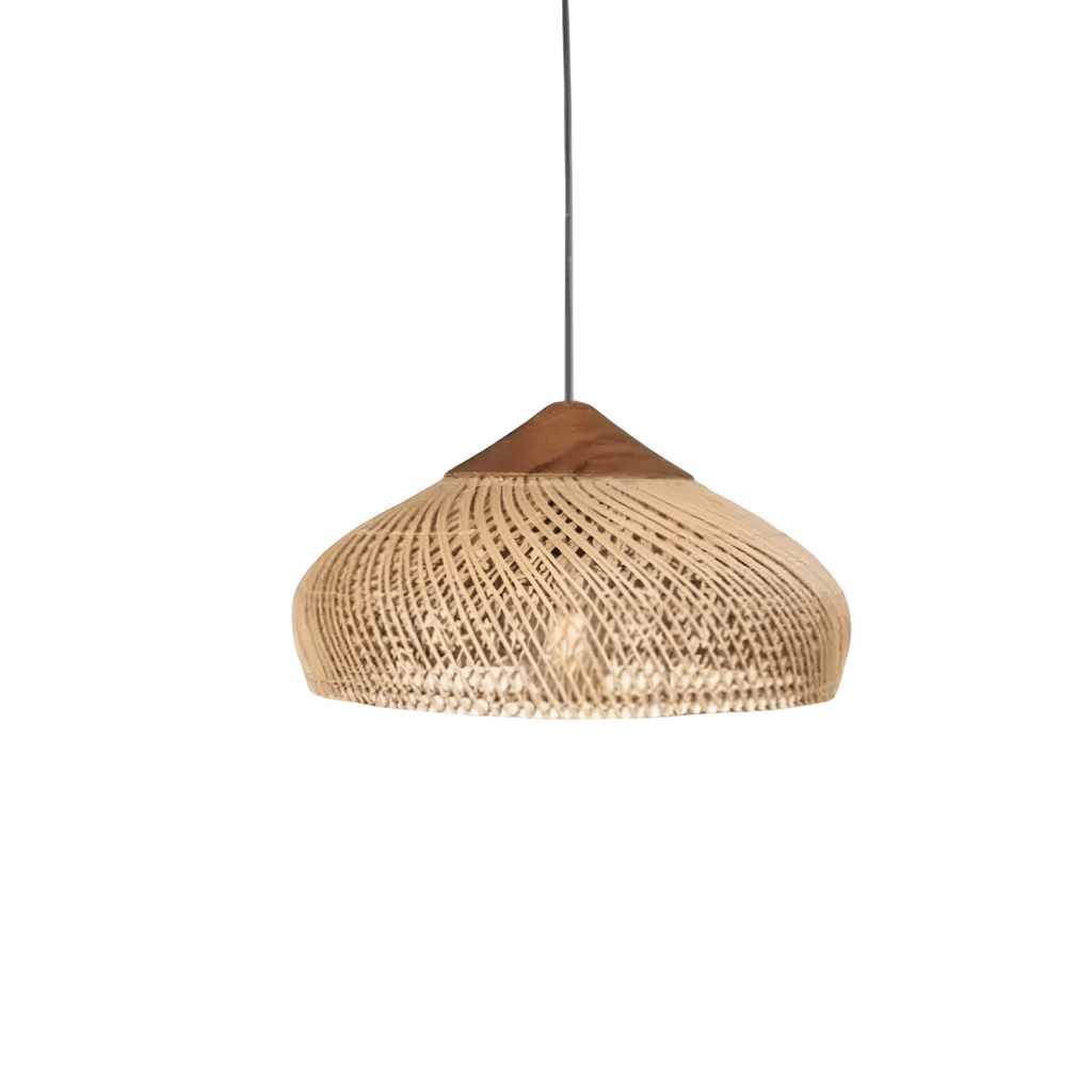 Vintage Style Handwoven Rattan Pendant Light Fixture, 12 Inches | Temsk