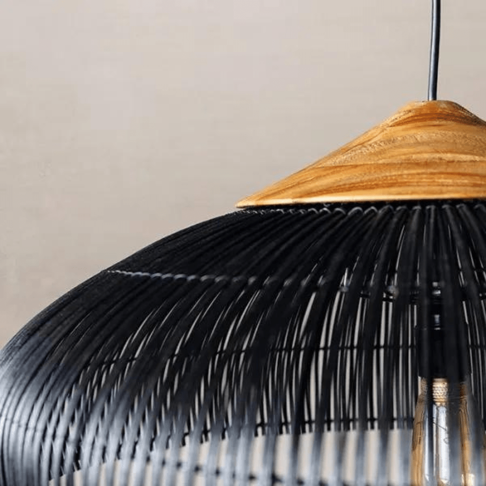 Vintage Style Handwoven Rattan Pendant Light Fixture, 12 Inches | Temsk